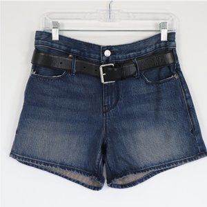 RtA Jeans Shorts Pierce Womens XS Blue Denim Belted High Waisted Distressed $275